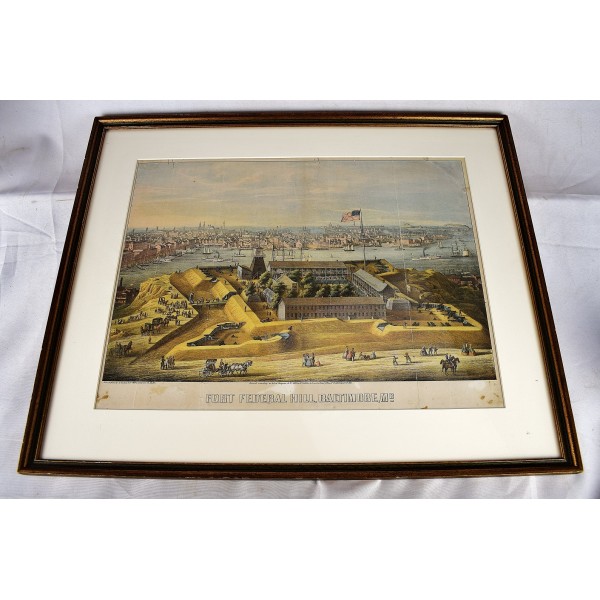 Fort Federal Hill, Baltimore, 1862 (Original Framed Lithograph) - Fort Federal Hill, Baltimore, 1862 (Original Framed Lithograph)Edward SachseE.